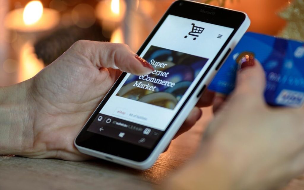 Online shop website on mobile
